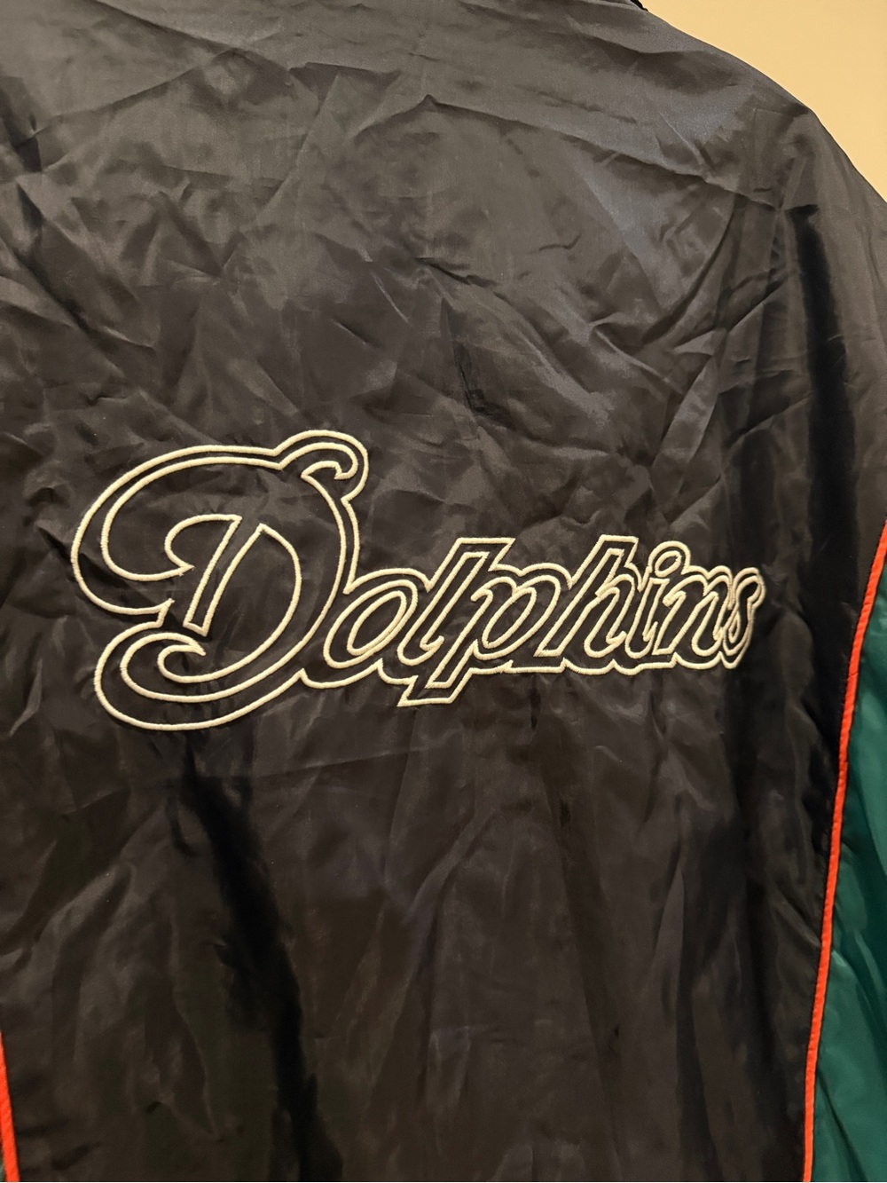 NFL Miami Dolphins Windbreaker Jacket - Teal, Navy & Orange Trim - Picture 8 of 9